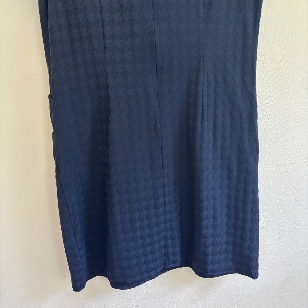 NWOT J.McLaughlin Talese Dress Navy Houndstooth Jacquard Sheath Shift Size Large - Picture 13 of 14